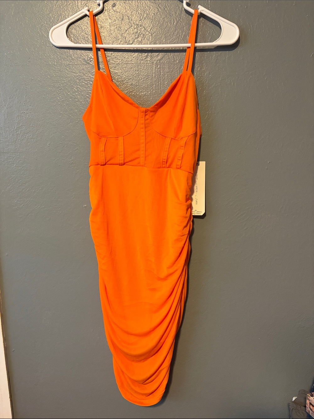Missguided Orange Ruched Midi Slip Dress